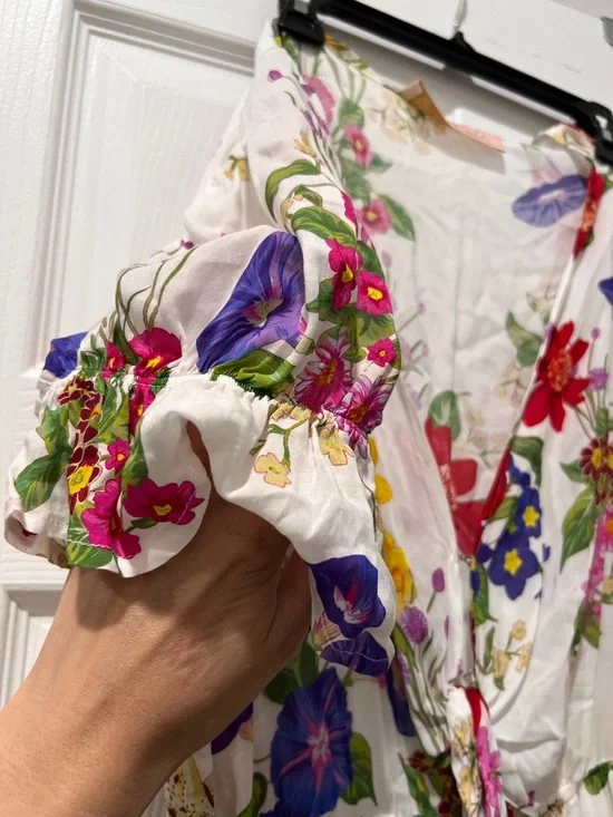 Floral Tie-Front White Summer Dress Gypsy & gold - Picture 3 of 5